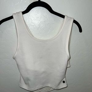 Roxy Cropped White Tank Top (open slit in the back)
